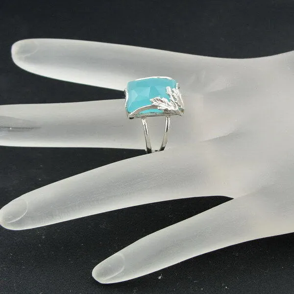 Hadar Designers Ocean Quartz Ring size 6 & 6.5 Charming 925 Sterling Silver (sp