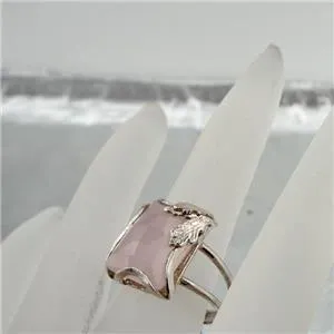 Hadar Designers Rose Quartz Ring size 6, 6.5 Charming 925 Sterling Silver (sp) Y