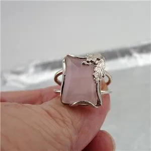Hadar Designers Rose Quartz Ring size 6, 6.5 Charming 925 Sterling Silver (sp) Y