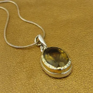 Hadar Designers Smokey Pendant 9k Yellow Gold 925 Sterling Silver Art (NS 2664)Y