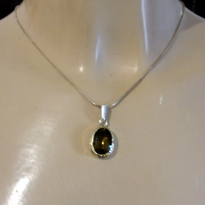 Hadar Designers Smokey Pendant 9k Yellow Gold 925 Sterling Silver Art (NS 2664)Y