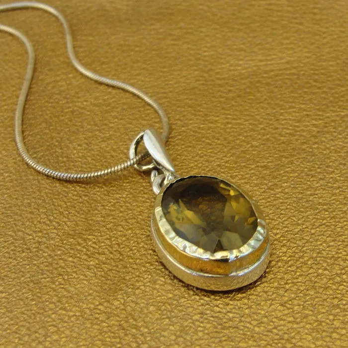 Hadar Designers Smokey Pendant 9k Yellow Gold 925 Sterling Silver Art (NS 2664)Y