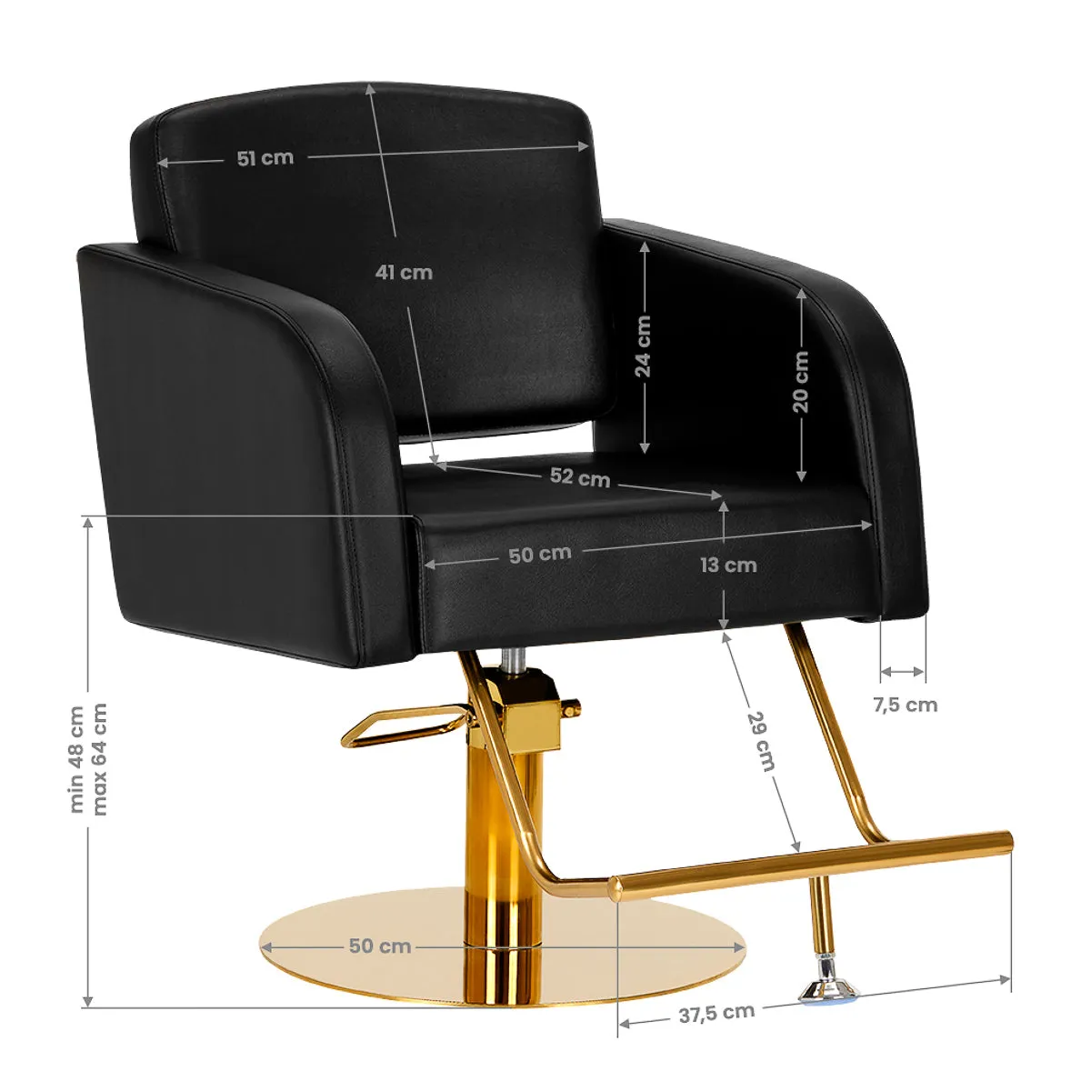 Hairdressing chair Gabbiano Turyn black gold