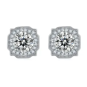 Halo Round 2ctw. Moissanite Stud Earrings and 2ct Moissanite Pendant Necklace Jewelry Sets