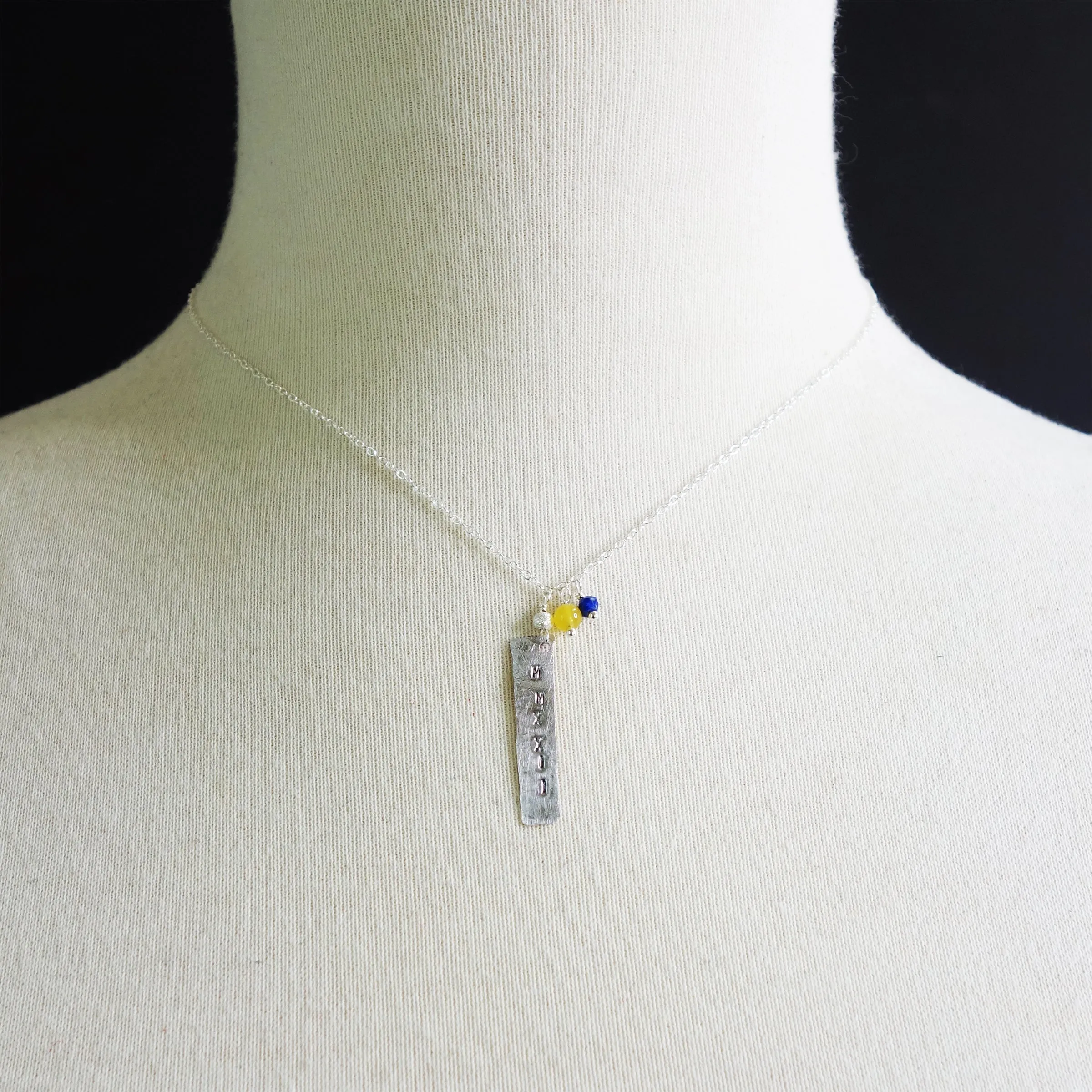 Hammered gold/silver MMXXII pendant with school colors