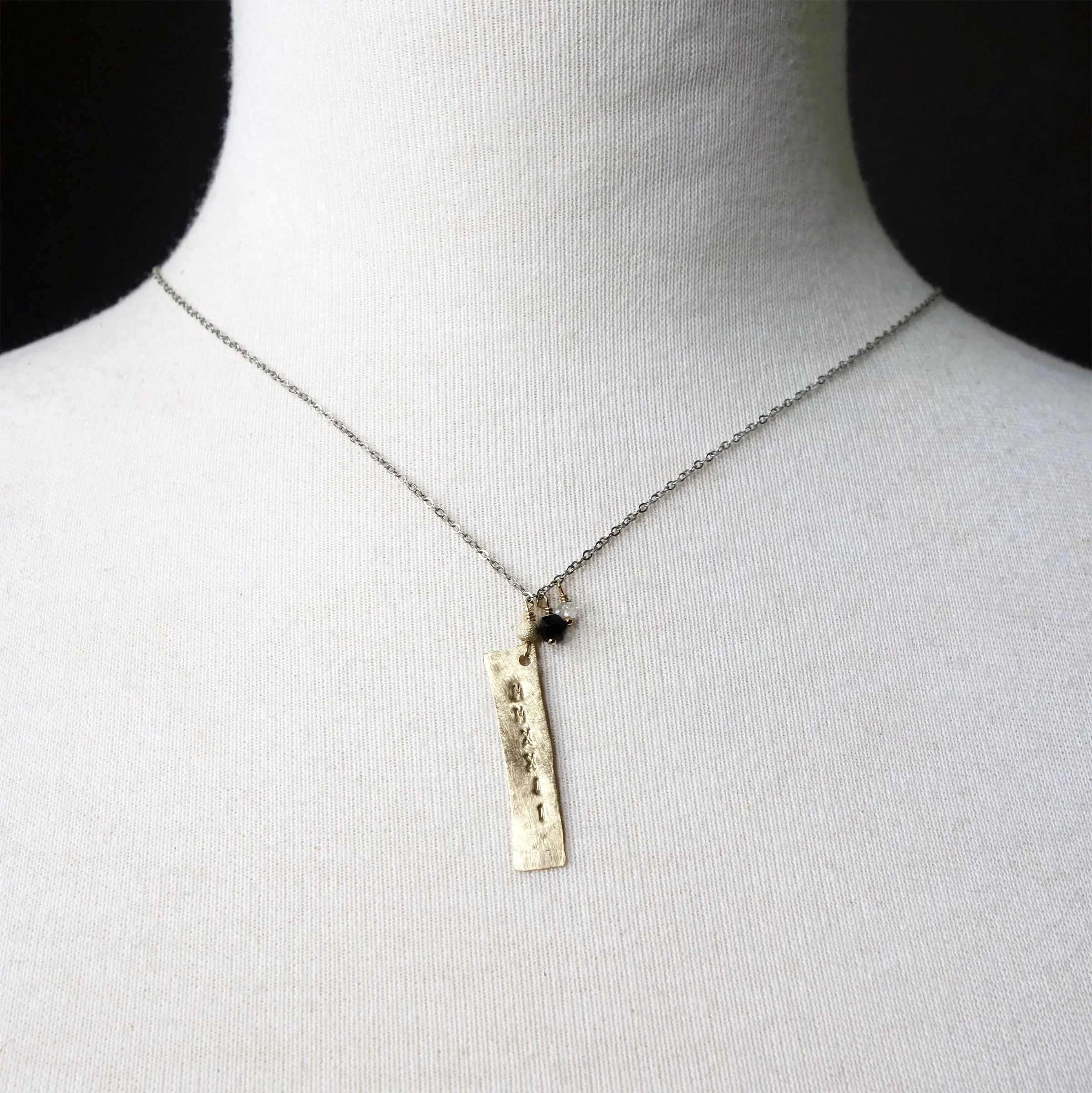 Hammered gold/silver MMXXII pendant with school colors