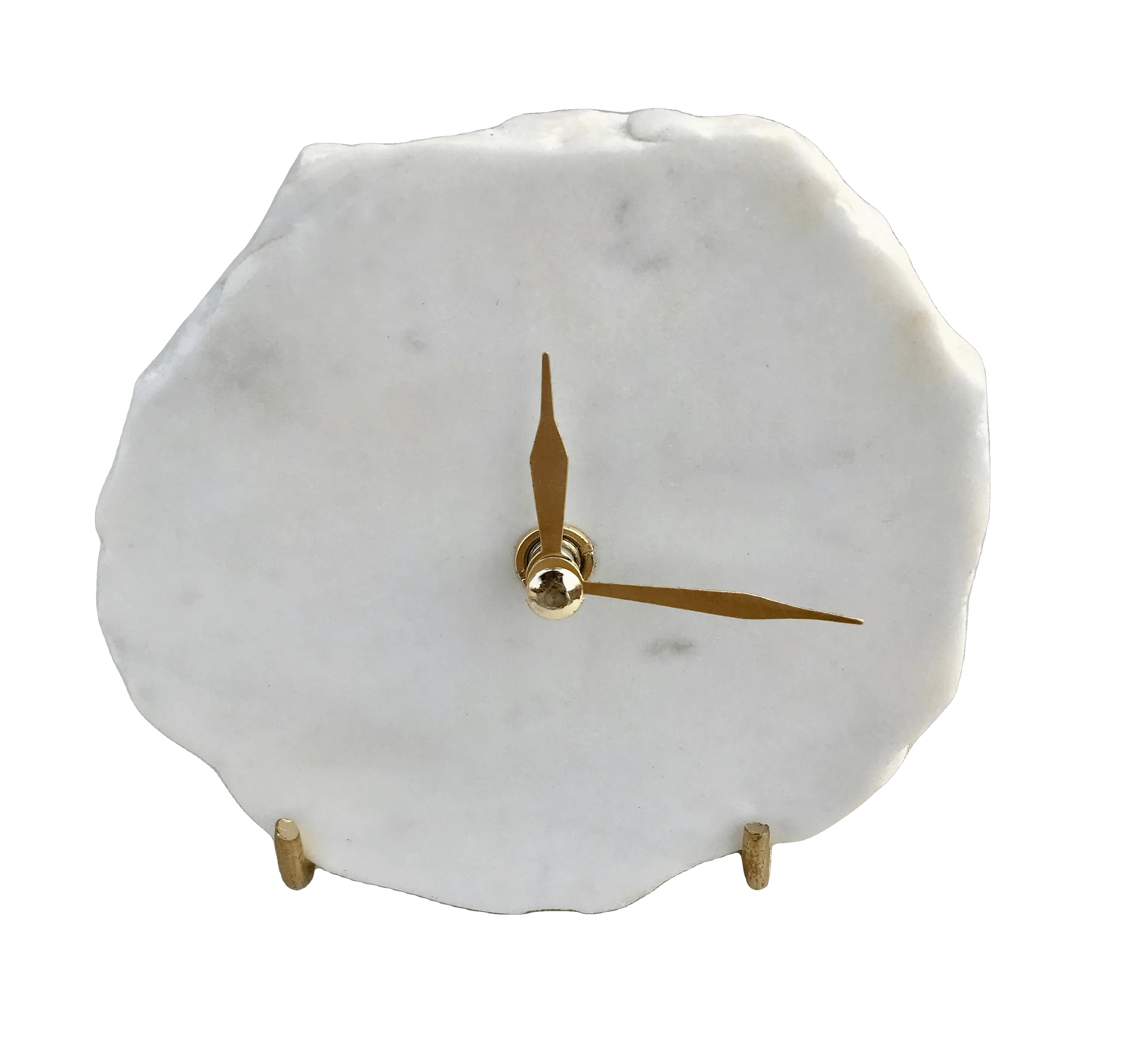 Hand Chipped Round White Marble Desk Wall Clock