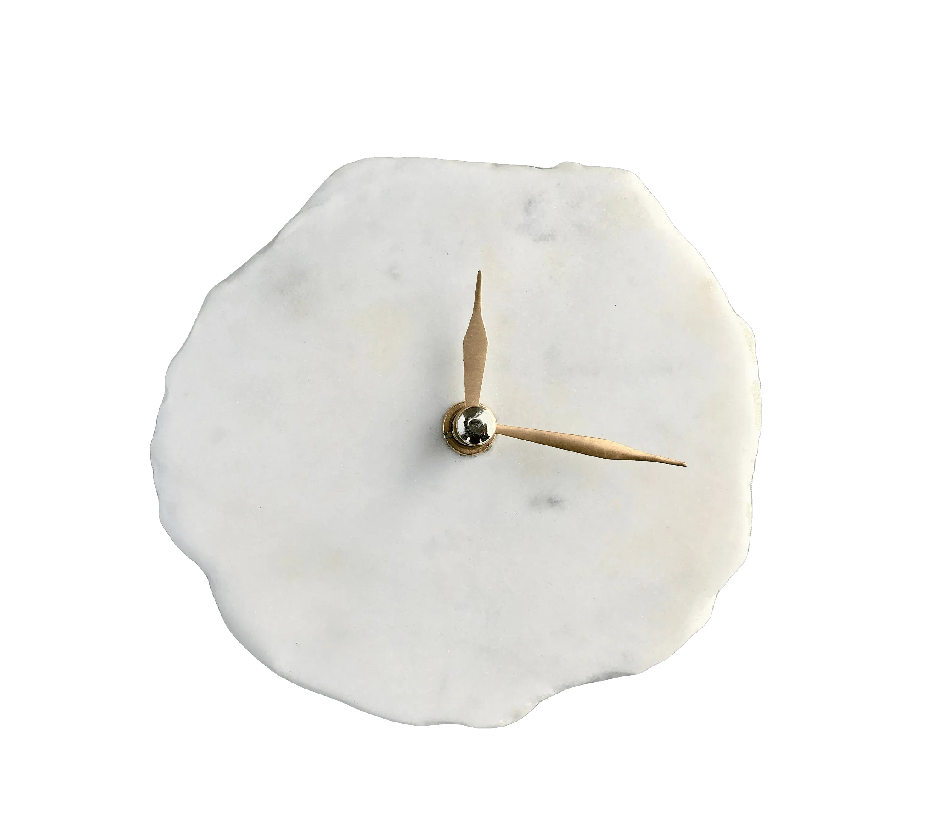 Hand Chipped Round White Marble Desk Wall Clock