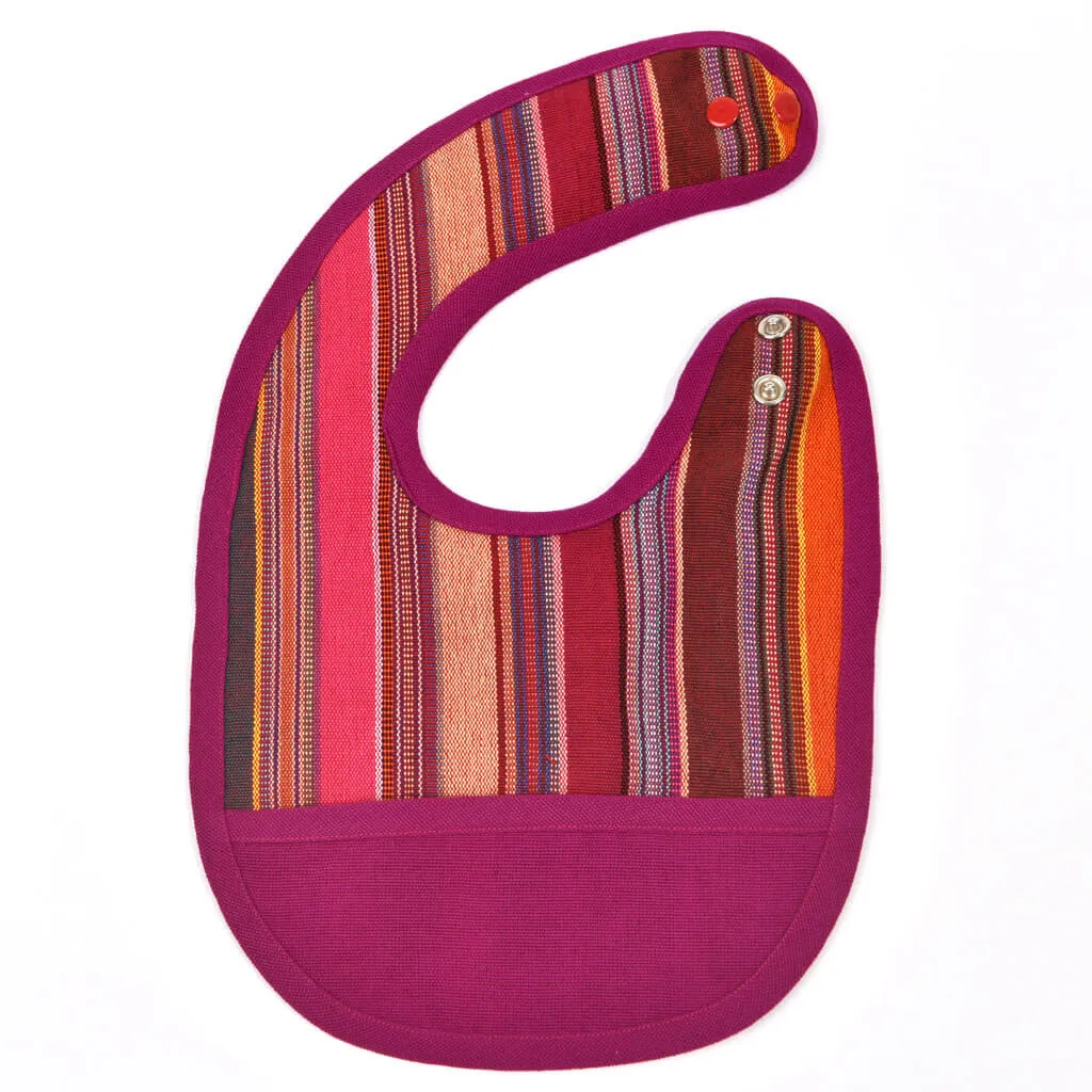 Hand woven Baby Bib | Berry Jubilee Stripe