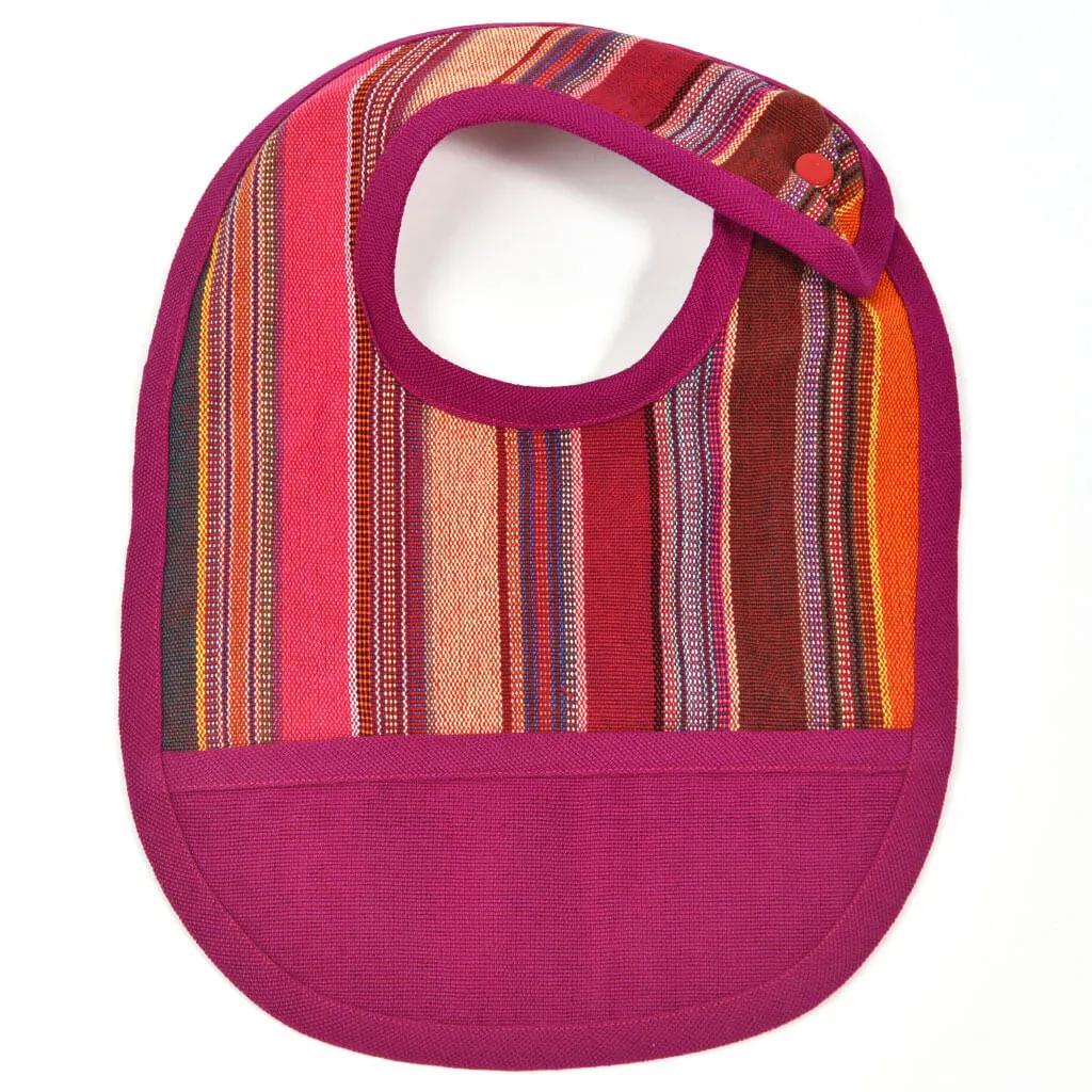 Hand woven Baby Bib | Berry Jubilee Stripe