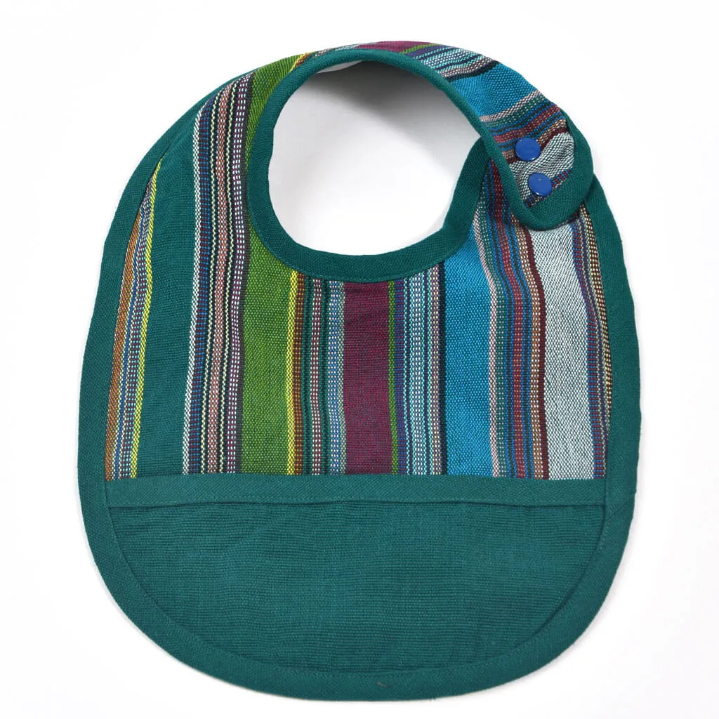 Hand Woven Baby Bib | Quetzal Jade Stripe