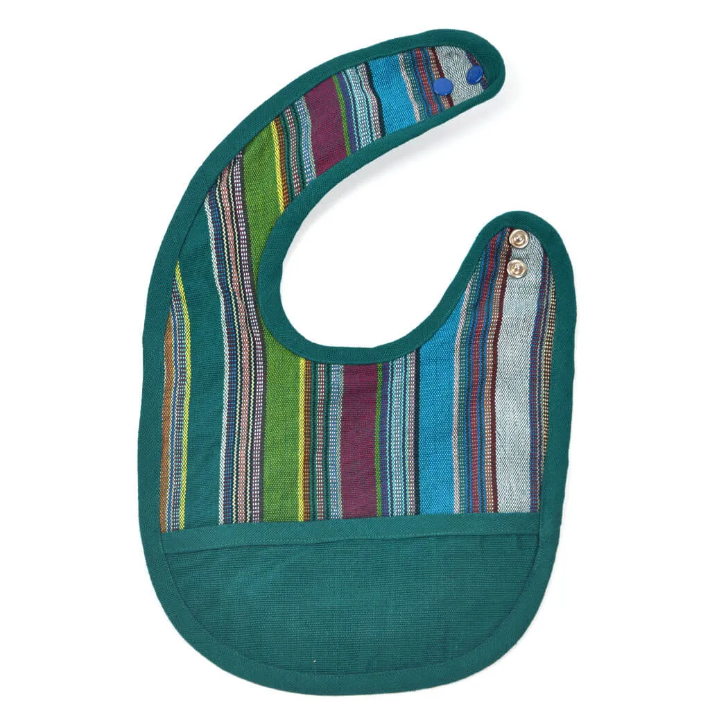 Hand Woven Baby Bib | Quetzal Jade Stripe