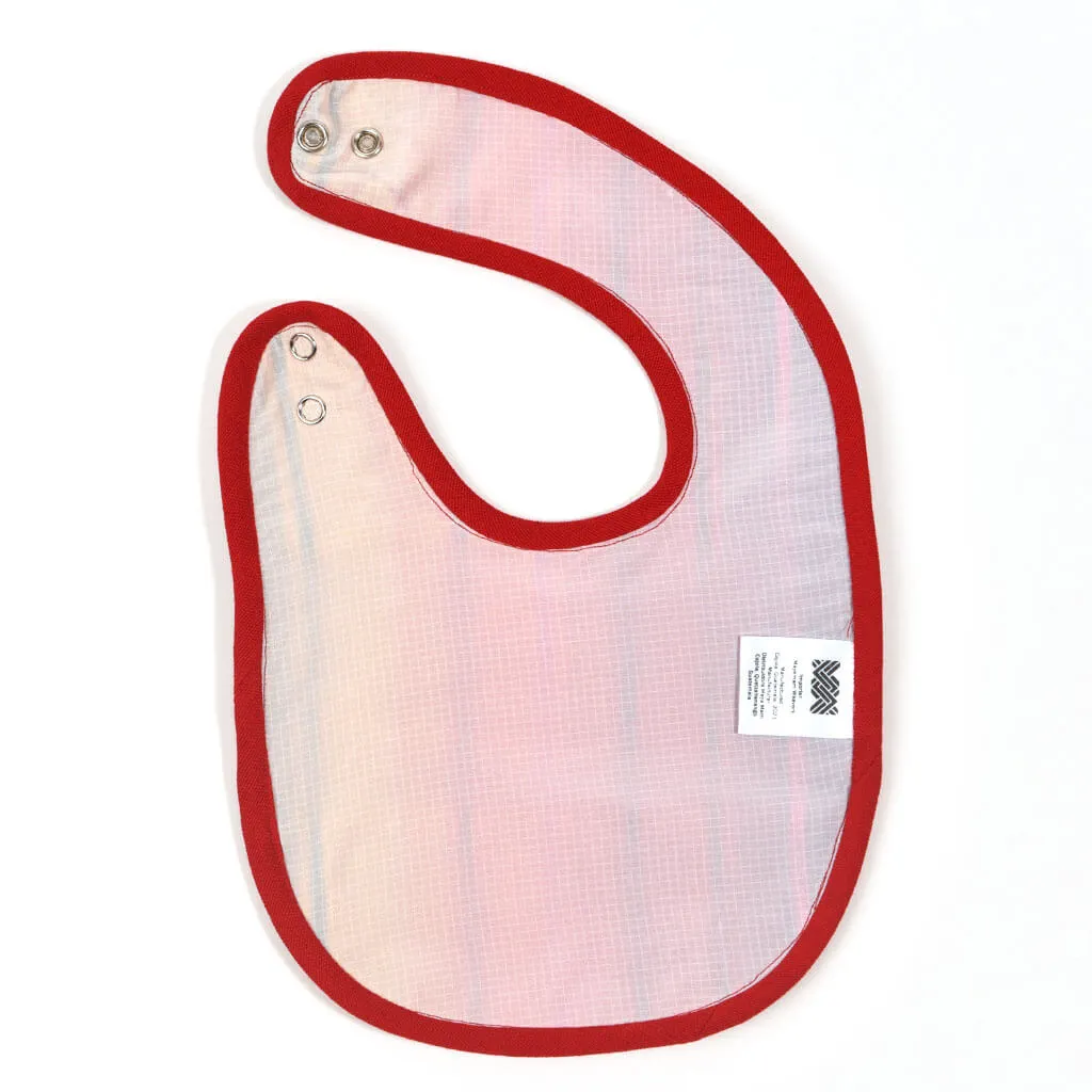 Hand woven Baby Bib | Red Rainbow Stripe