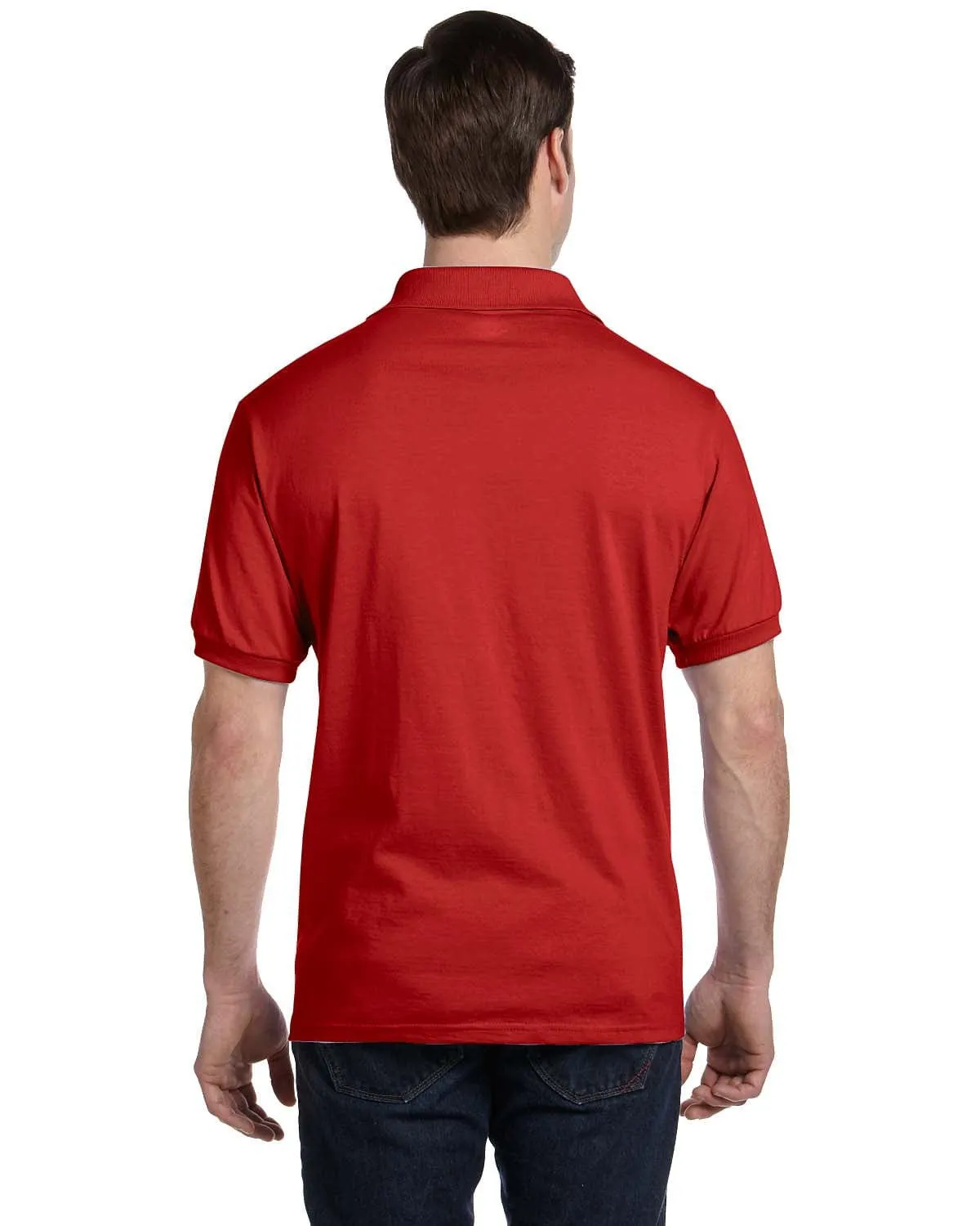 Hanes 50/50 Jersey Knit Pocket Polo Shirt | Deep Red