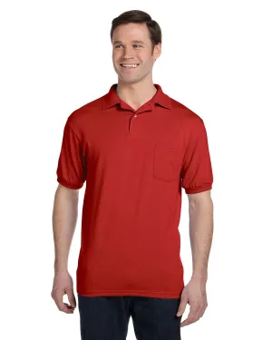 Hanes 50/50 Jersey Knit Pocket Polo Shirt | Deep Red