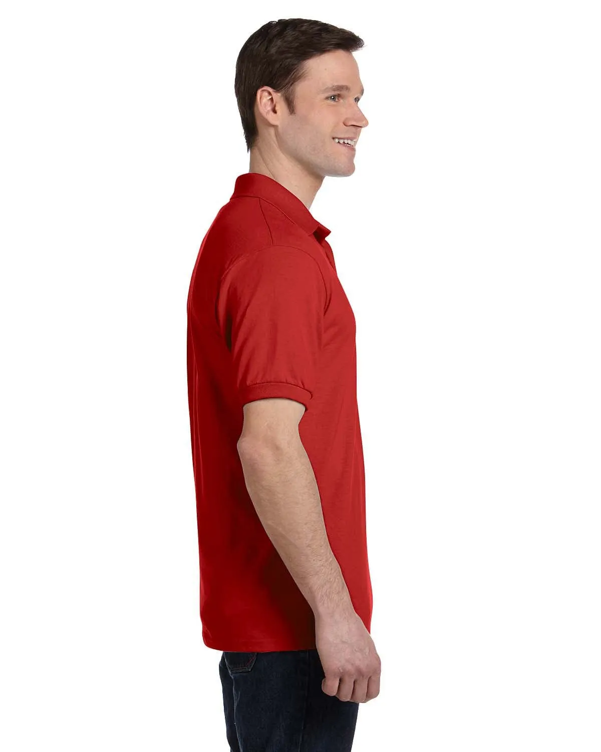 Hanes 50/50 Jersey Knit Pocket Polo Shirt | Deep Red