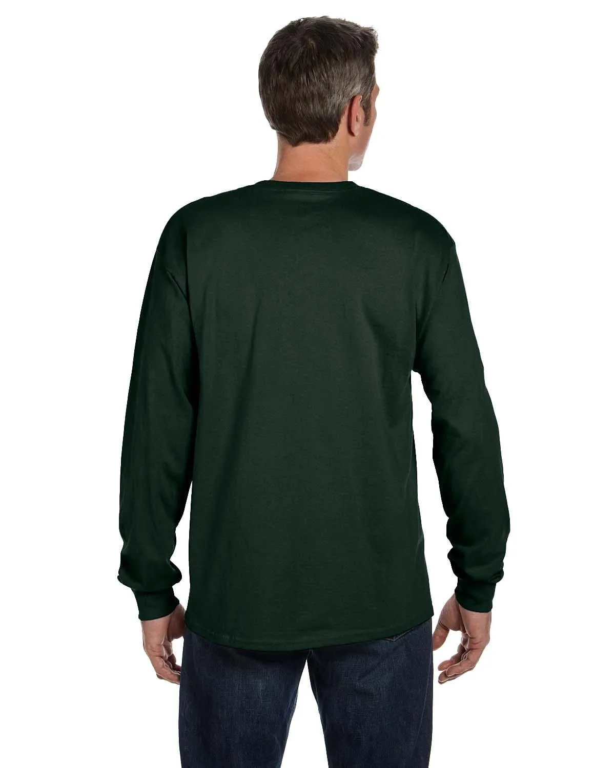 Hanes Tagless Long Sleeve Pocket T-Shirt | Deep Forest