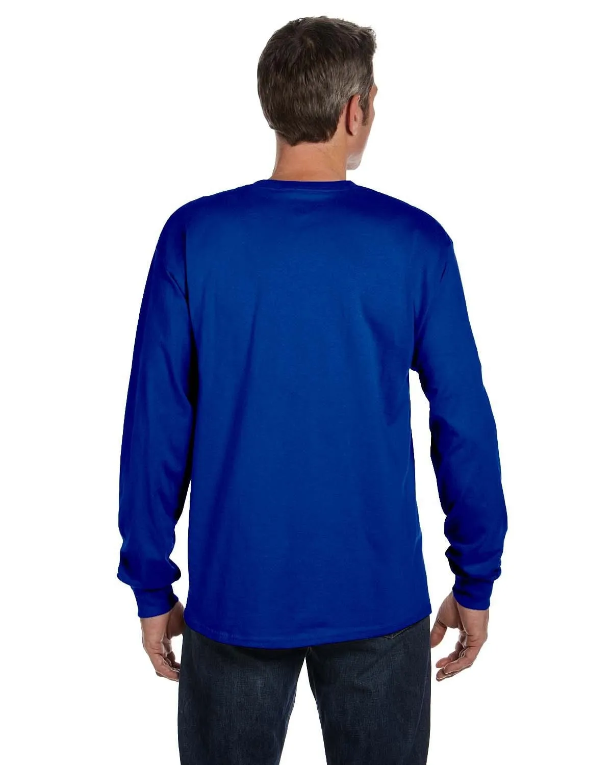 Hanes Tagless Long Sleeve Pocket T-Shirt | Deep Royal