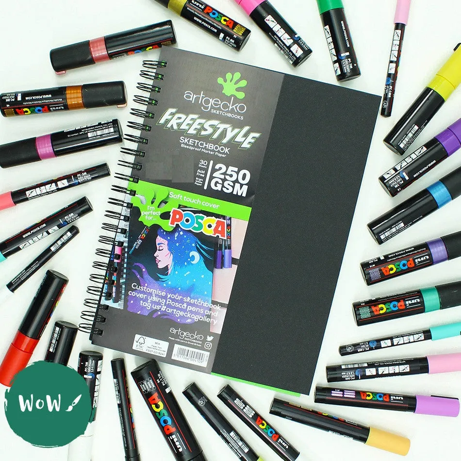 Hardback Spiral Sketchbook- ArtGecko - FREESTYLE - 250gsm - Paint Marker Pad - A5 Portrait