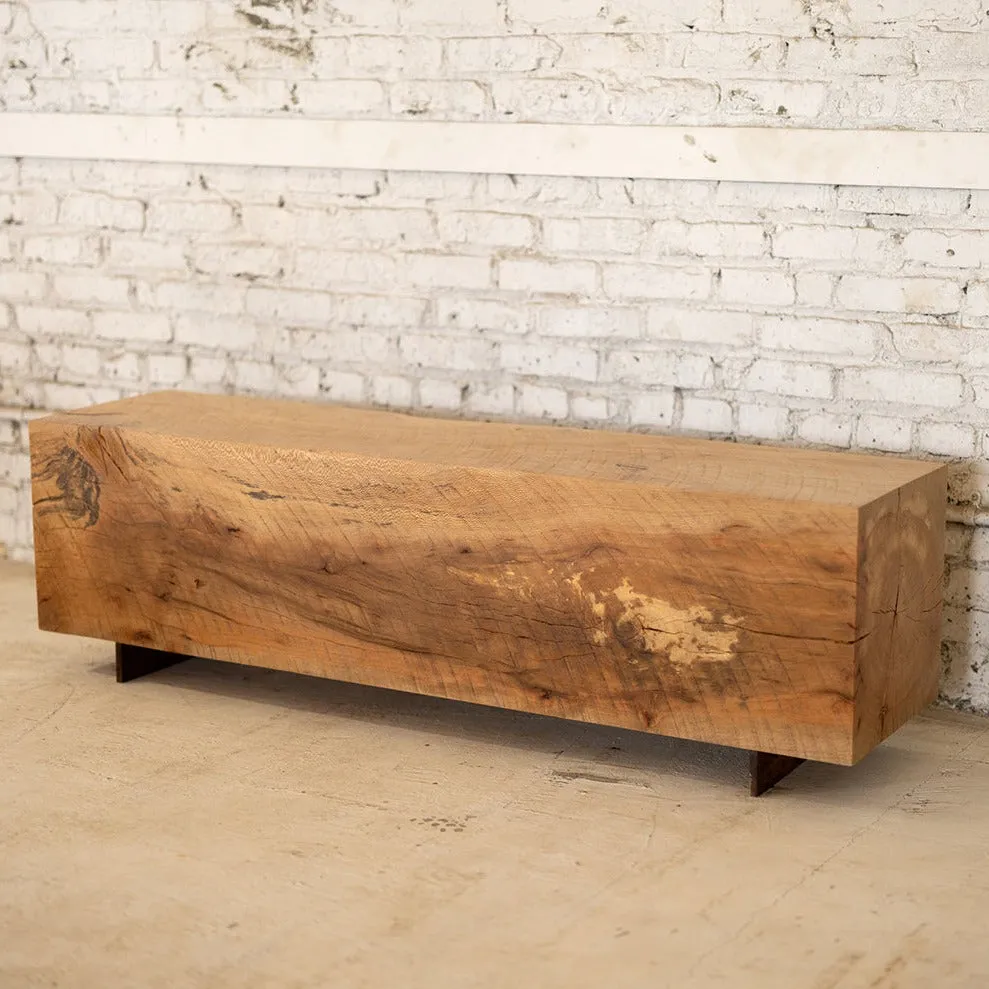 Hardwood Beam Bench | Rustic Reclaimed Bench in Beech or Red Oak