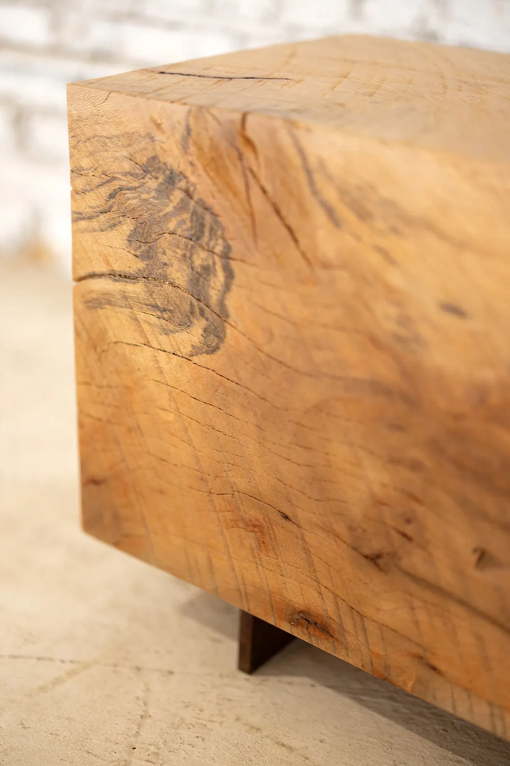 Hardwood Beam Bench | Rustic Reclaimed Bench in Beech or Red Oak