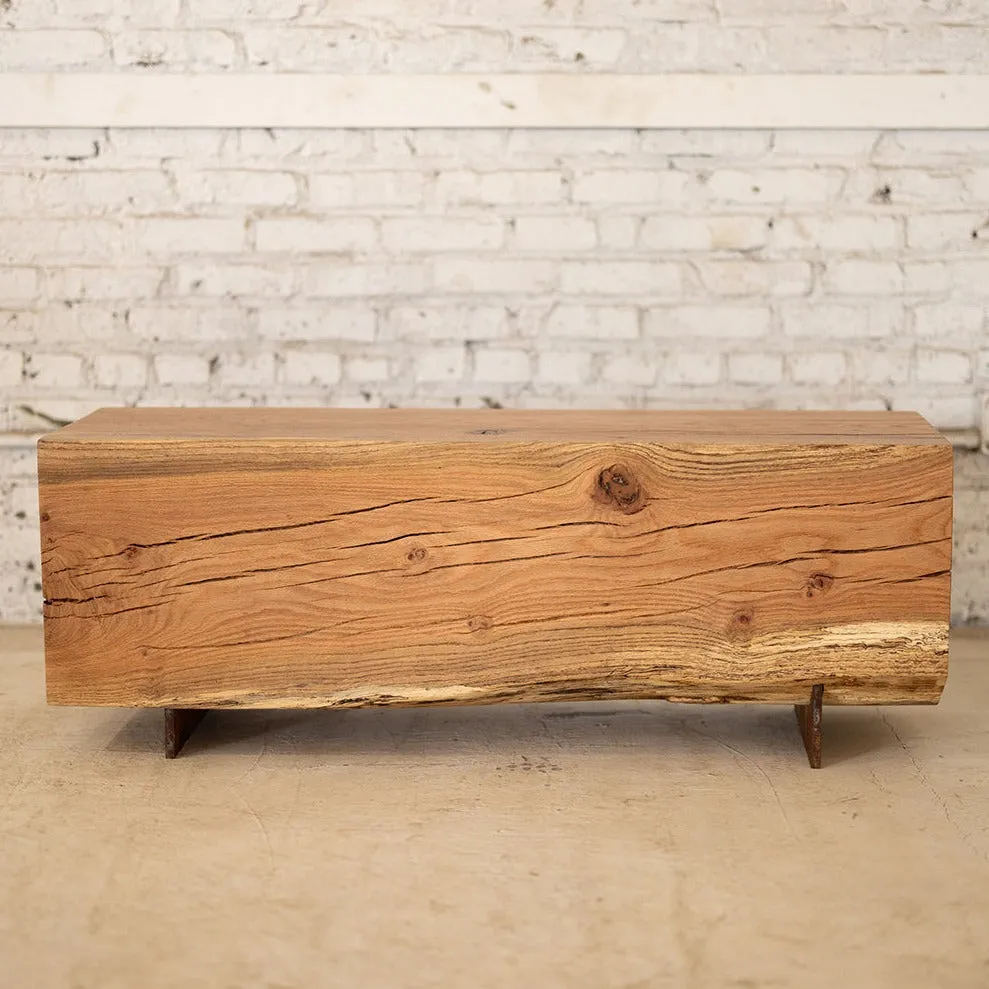 Hardwood Beam Bench | Rustic Reclaimed Bench in Beech or Red Oak