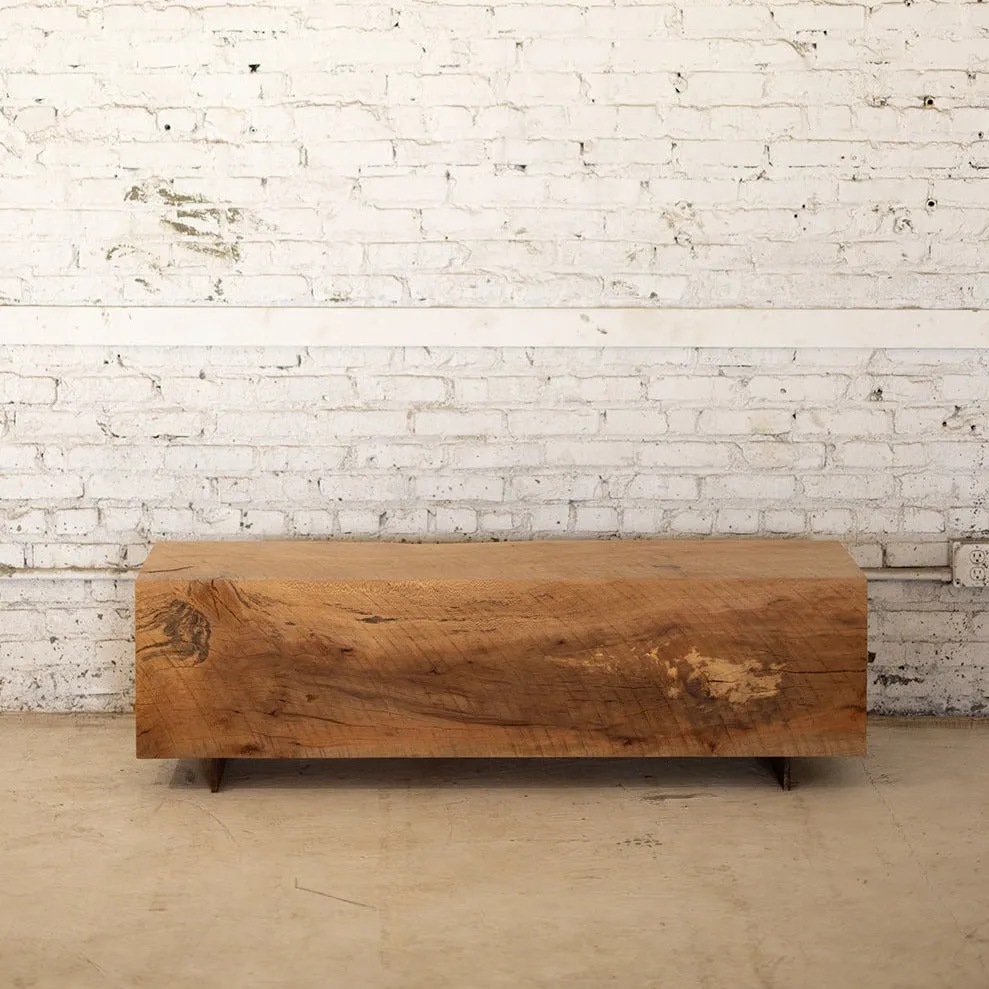 Hardwood Beam Bench | Rustic Reclaimed Bench in Beech or Red Oak