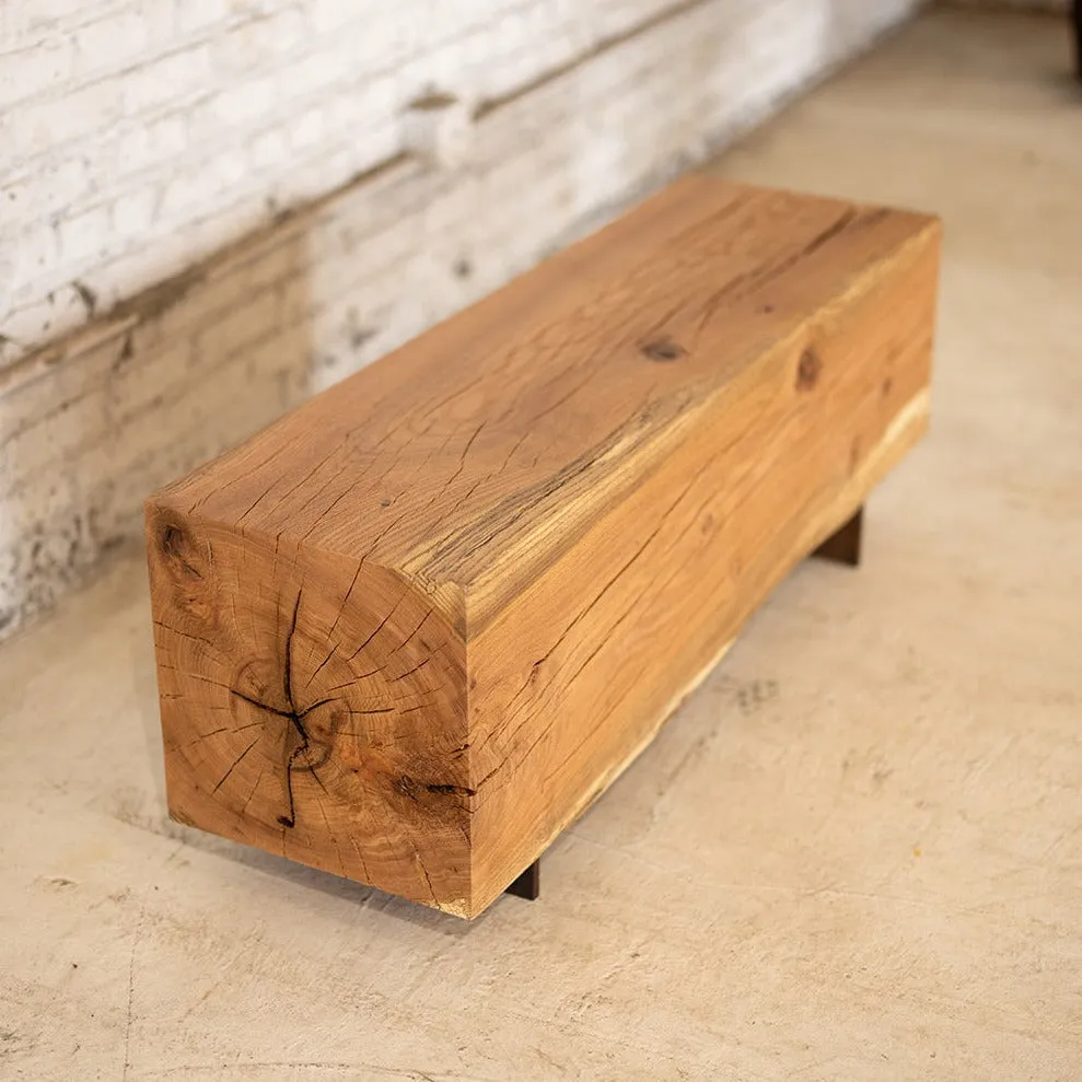 Hardwood Beam Bench | Rustic Reclaimed Bench in Beech or Red Oak
