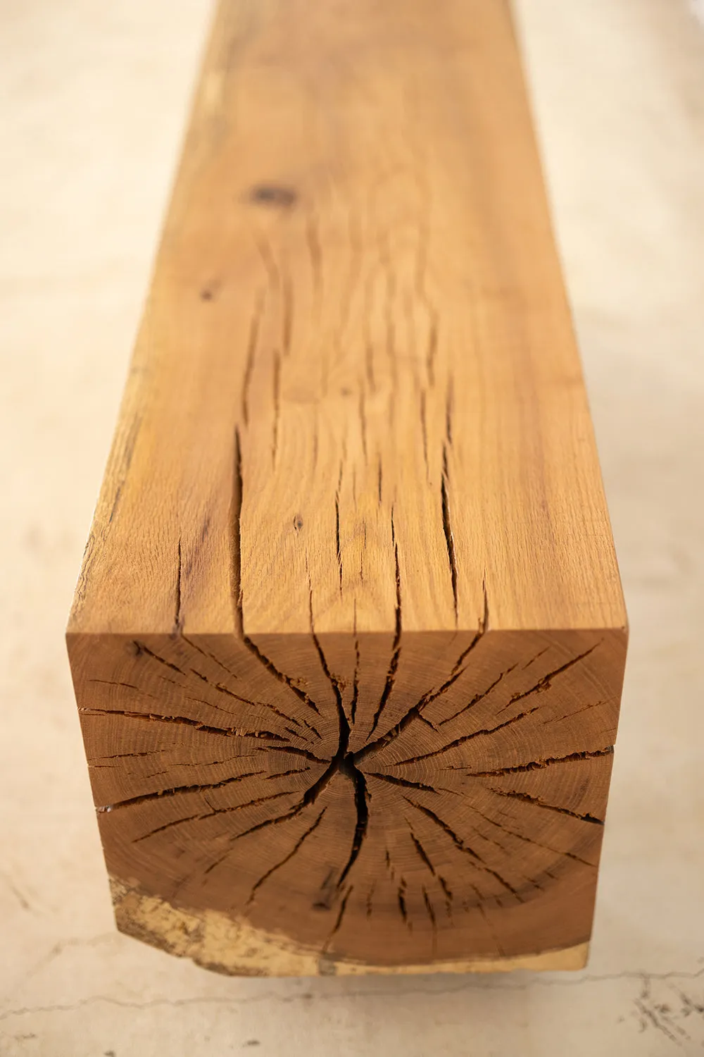 Hardwood Beam Bench | Rustic Reclaimed Bench in Beech or Red Oak