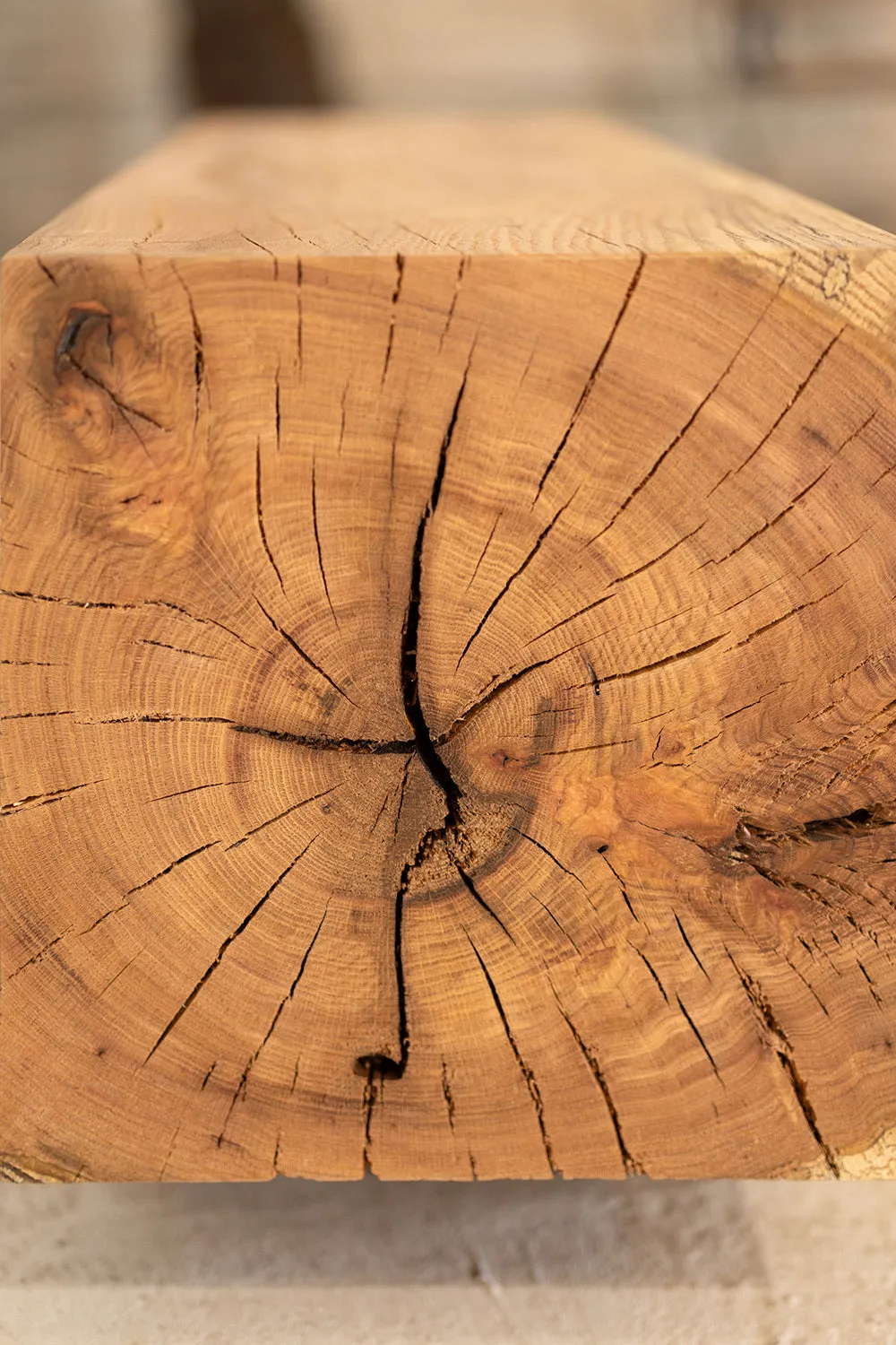 Hardwood Beam Bench | Rustic Reclaimed Bench in Beech or Red Oak