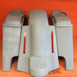 Harley Davidson 4" Extended Stretched Saddlebags   6 x 9 Speaker Lids & LED Replacement Fender 09 - 13
