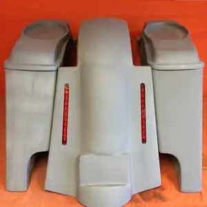 Harley Davidson 4" Extended Stretched Saddlebags   6 x 9 Speaker Lids & Replacement LED Fender 89 - 08