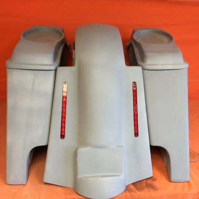 Harley Davidson 4" Extended Stretched Saddlebags   6.5" Speaker Lids & Replacement LED Fender 89 - 08