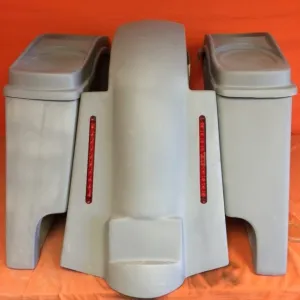 Harley Davidson 4" Extended Stretched Saddlebags   Dual 6 x 9 Speaker Lids & LED Replacement Fender 89 - 08