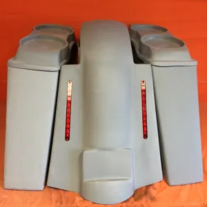 Harley Davidson 4" Extended Stretched Saddlebags   Dual 6 x 9 Speaker Lids &amp; Replacement LED Fender 89 - 08 - No Cut Outs