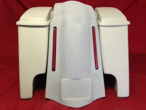 Harley Davidson 4" Extended Stretched Saddlebags Lids & LED Lights Rear Fender