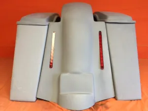 Harley Davidson 4" Extended Stretched Saddlebags   Lids & Replacement LED Fender 09 - 13 - No Cut Outs