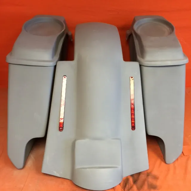 Harley Davidson 5" Extended Saddlebags With Cut Outs Replacement LED Fender 6 x 9 Speaker lids 09 - 13
