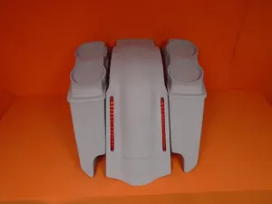 Harley Davidson 5" Extended Stretched Saddlebags With Cut Outs LED Fender Dual 6.5" Speaker Lids