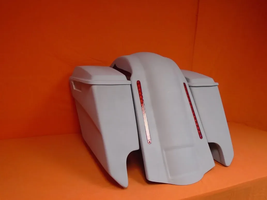 Harley Davidson 5" Extended Stretched Saddlebags With Cut Outs LED Fender Lids