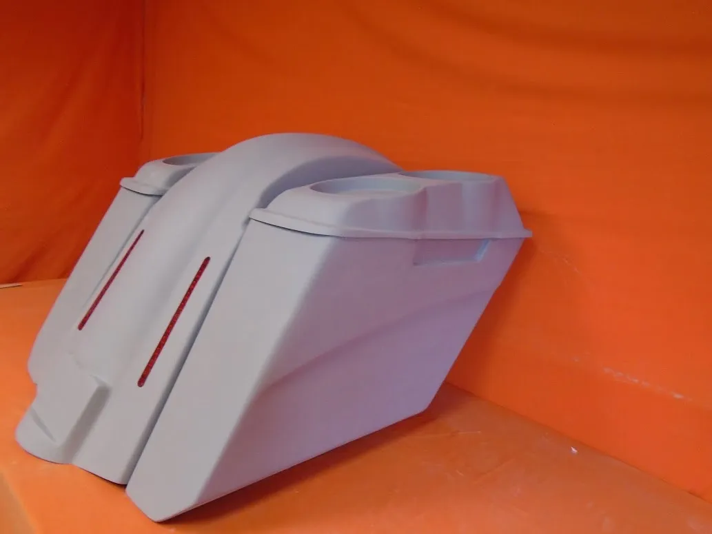 Harley Davidson 5" Stretched Extended Saddlebags No Cut Outs LED Fender Dual 6.5 Speaker Lids