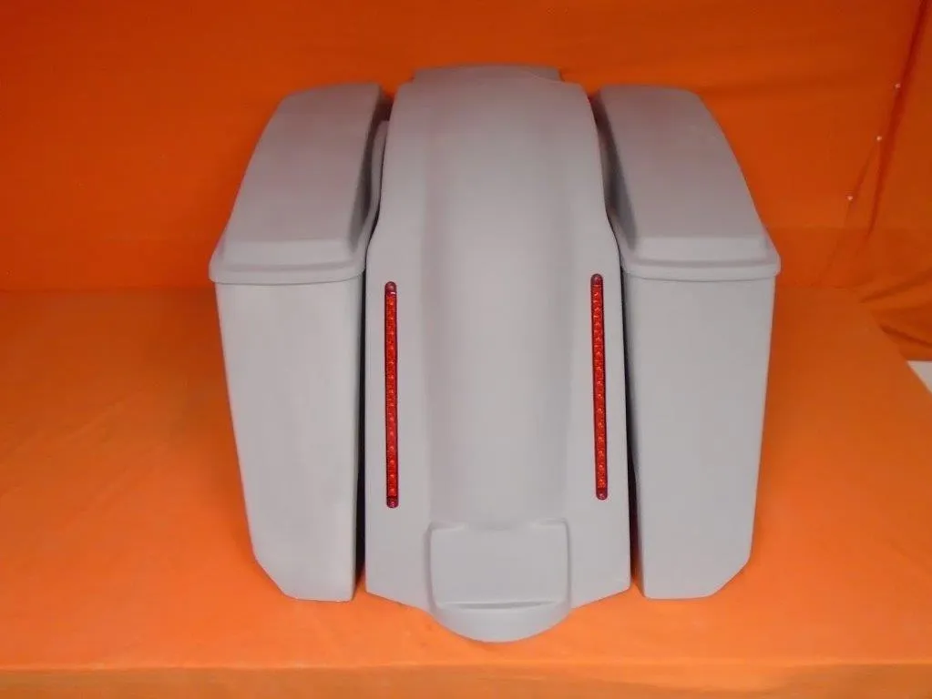 Harley Davidson 5" Stretched Extended Saddlebags No Cut Outs LED Fender Lids