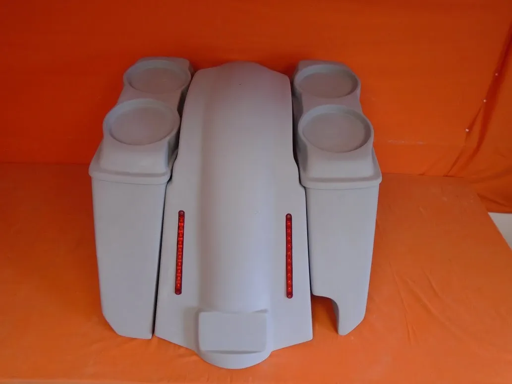 Harley Davidson 5" Stretched Extended Saddlebags Right Side Cut Out LED Fender Dual 6x9 Speaker Lids