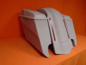 Harley Davidson 5" Stretched Extended Saddlebags With Cut Outs LED Fender 6x9 Speaker Lids
