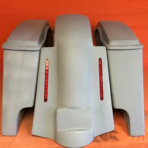 Harley Davidson 6" Extended Stretched Saddlebags Lids & LED Lights Rear Fender