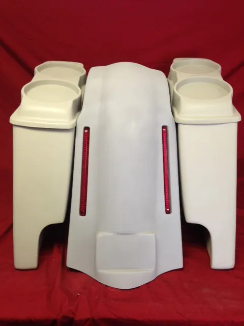 Harley Davidson Bagger 4" inch Stretched Bags Dual 6 X 9 Speaker Lids LED Lights Fender