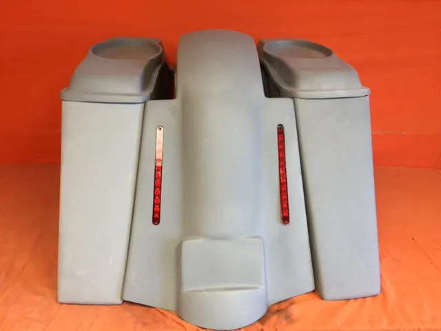Harley Davidson Bagger 6" Stretched Saddlebags With 6.5" Lids - No Cut Outs - LED Lights Fender