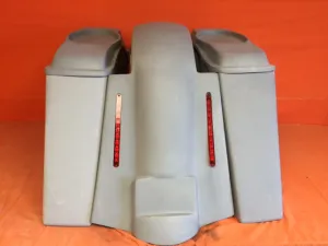 Harley Davidson Bagger 6" Stretched Saddlebags With 6.5" Lids - No Cut Outs - LED Lights Fender