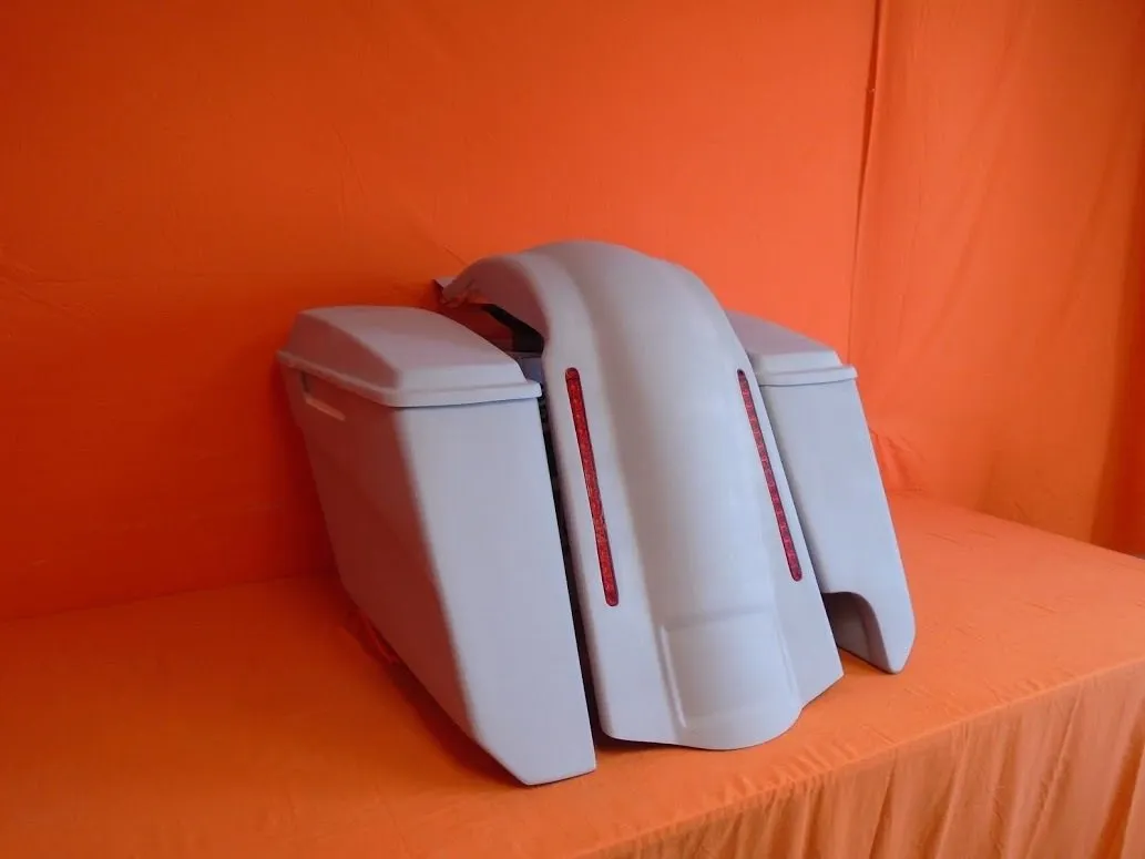 Harley Davidson Softail Heritage 5" Stretched Extended Saddlebags Right CutOut LED Fender   Lids