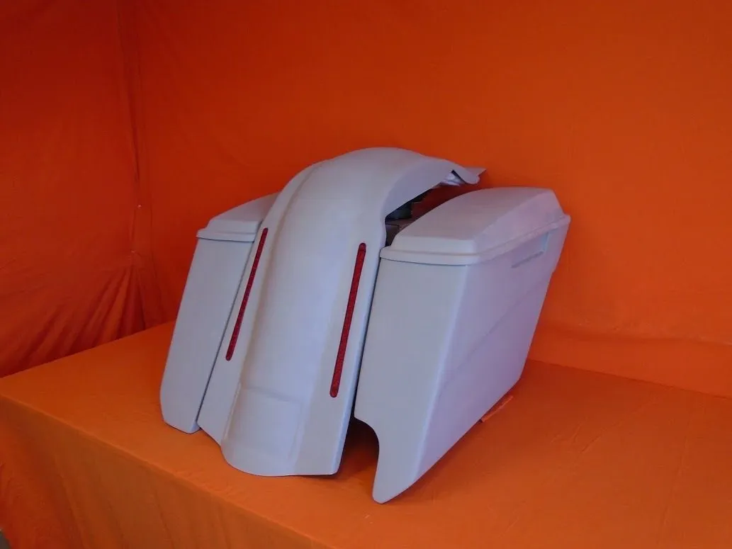 Harley Davidson Softail Heritage 5" Stretched Extended Saddlebags Right CutOut LED Fender   Lids
